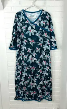 NWT Garnet Hill Asian Wrap Organic Cotton Midi Gown Pajamas Size S