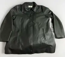 Calvin‎ Klein Women Black Leather Double Zip Jacket Size L