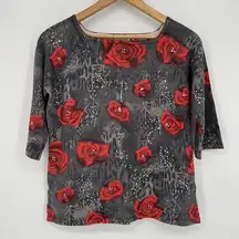 Fairy Grunge Rose Blouse Silk Blend Vintage Joseph A. Women’s Large