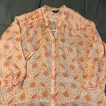 PAIGE Margret 100% Silk Paisley Frill Ruffled Blouse Large