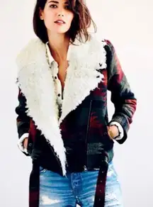 Free People Wool Blend Moto Jacket – Southwestern Aztec Print Sherpa Size Medium