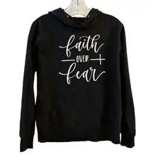 Faith Over Fear Black Unisex Hoodie Large Inspirational Christian Pullover