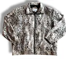 Vtg 90s 80s Vital Zone 100% SILK Hip Hop Bomber all over jacket M Animal Print