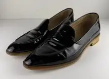 Everlane Women Patent Leather Modern Oxfords Loafers 8 Black Academic Almond Toe