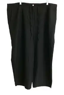 Linden Hill cropped black 100% silk drawstring wide leg pants XXL