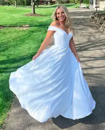 David's Bridal White Ball Gown