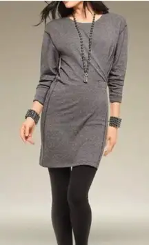 CAbi Put On Sweater Dress Long Sleeve Slimming Ruched Obsidian Gray 3650 Size S‎