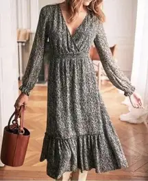 Sezane Titiane Paisley Print Midi Long Sleeve Dress Dress Size 38