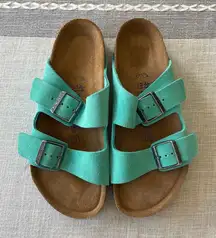 NEW Birkenstock Arizona Sandals Size 41 Wide Width Aqua Teal Blue