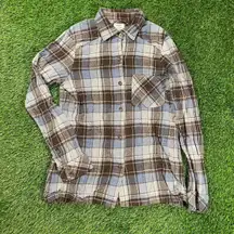 RVCA women's blue and brown plaid flannel shirt (XS)