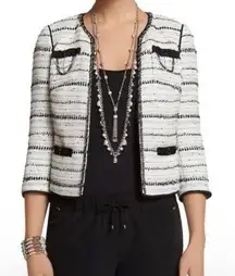 White House Black Market WHBM Tweed Chain Blazer Jacket Womens Medium 8