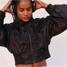 New! Free People‎ Movement Black Glitz Blitz Bomber Jacket, size S