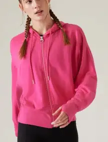 Athleta L Balance Hoodie Modal Sweatshirt Women's Size Large Tulip Pink Full Zip