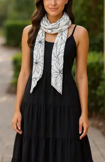 Joie Black Linen Blend Dress & Floral Scarf 2-Piece Set