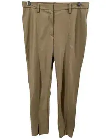 Jason Wu Faux Leather Slacks Front Ankle Slit High Rise Beige Large