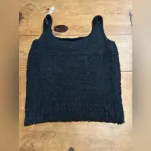 Woman’s SKIMS Black Fuzzy Tank Top Vest Sleeveless Cozy Knit Size Large/X-Large
