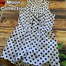 Moon Collection sz L Large polka dot shorts jumper