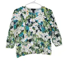 Spense Floral 3/4 Sleeve Retro Cottagecore Boho Blouse Button Up Size Medium