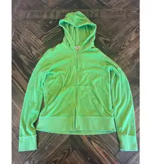 Juicy Couture Terry Cloth Tracksuit Jacket Women M Top Green Y2K Grunge Hooded
