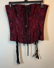 Y2K Victoria’s Secret Women’s Red Burgundy Black Lace Up Corset Large NWT Vines