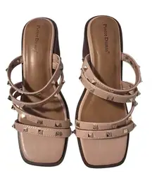 Pierre Dumas Blush Studded Sandals‎ with 2in Heel NWOT Size 8 Preppy HOCO