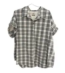 Ridgecut Toughwear Woman's XL Plaid grey short Sleeve plaid button up shirt