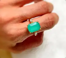 Radiant Emerald Green Statement Gold Ring 