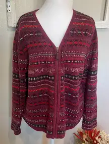 Vintage Fair Isle Full-Zip Cardigan
