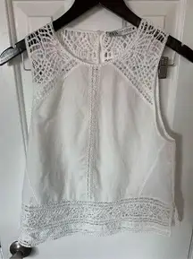 Zara white crochet, shirt, size extra small