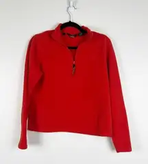 L.L. Bean Vintage‎ 1/4 Zip Fleece Pullover Red Sz M