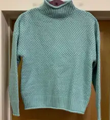 FASHION Light Cyan Chunky Knit Super Soft Turtleneck Sweater - size S