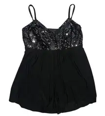 VTG y2k R&M Richards Black Sequin Babydoll Top USA Made‎ Party Womens 10 Elegant
