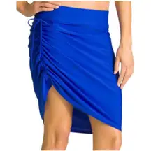 Athleta Celine Swim Skirt Size Small Blue Sarong Athletic Ruched Tidal Cinch