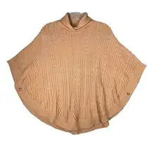 Talbots Sweater Womens Small Medium Tan Cream Poncho Cheetah Classic Edgy Earthy
