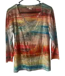 Impulse California Women's‎ Size Small Sequin Multicolored Western Top