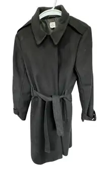 Black Belted Wool Trench Coat
