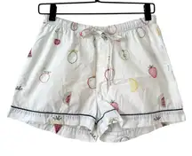 Printfresh Anthropologie Embroidered Fruit Pajama Shorts XS Lounge Cozy