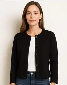 Chico’s Black Button-Front Completer Cardigan Jacket NWT Size 3