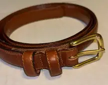 J.CREW TAN ITALIAN LEATHER BELT 1” WIDE 40” IN LENGTH SIZE SMALL BRASS HARDWARE