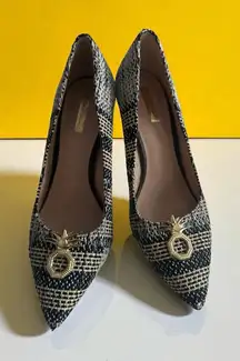 LOUISE ET CIE Patterned Pineapple Gold Heels Size 10