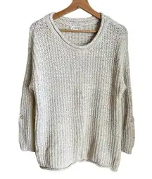 Anthropologie  Cotton Colorful Knit Pull Over Scoop Neck Sweater