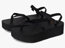 TEVA | Women's NWT Black Flatform Slim Platform Wedge Thong Flip Flop Sandals, 6