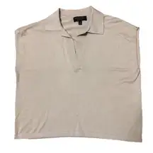 Banana Republic Women's Oversized Cream Collared Sweater Vest Forever Sweater XS