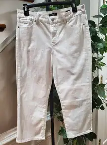 Nine West  Jeans White Cotton High Rise Zippered Straight Fit Capri Pant 8