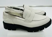 A New Day Off-White Ivory Britney Platform Loafers Lug Sole Memory Foam Size 6