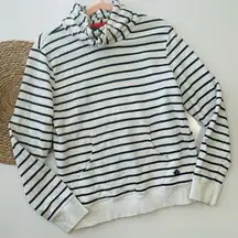 SPERRY Sweatshirt Womens M Striped Mock Neck Pullover French Terry Cotton White