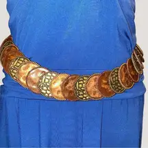 Chico Belt Mixed Metal Heavy Adjustable Discs Cooper Brass Silver Chain