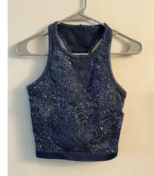 Lululemon Ebb to Street Cropped Racerback Tank Top Distorted Mineral Blue Size 6