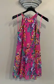 floral pink halter dress