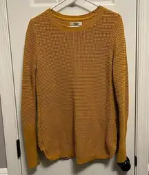 AKINI Dark Yellow Crewneck Cotton Blend Sweater With Side Zip Size M